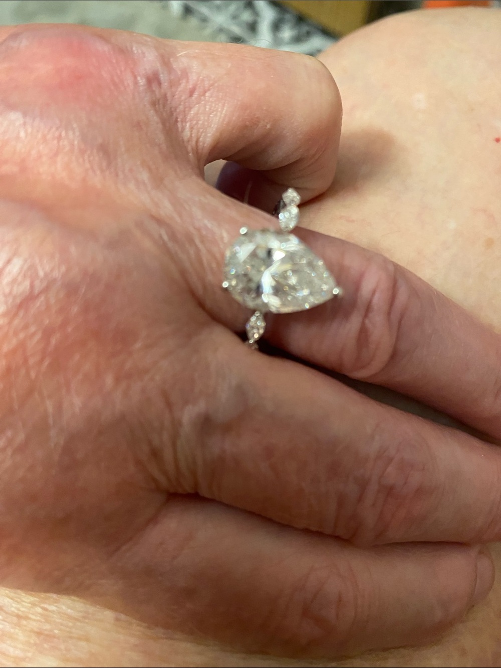 New Pear and Marquise Moissanite Platineve ring 5.28 carats size 5 Read